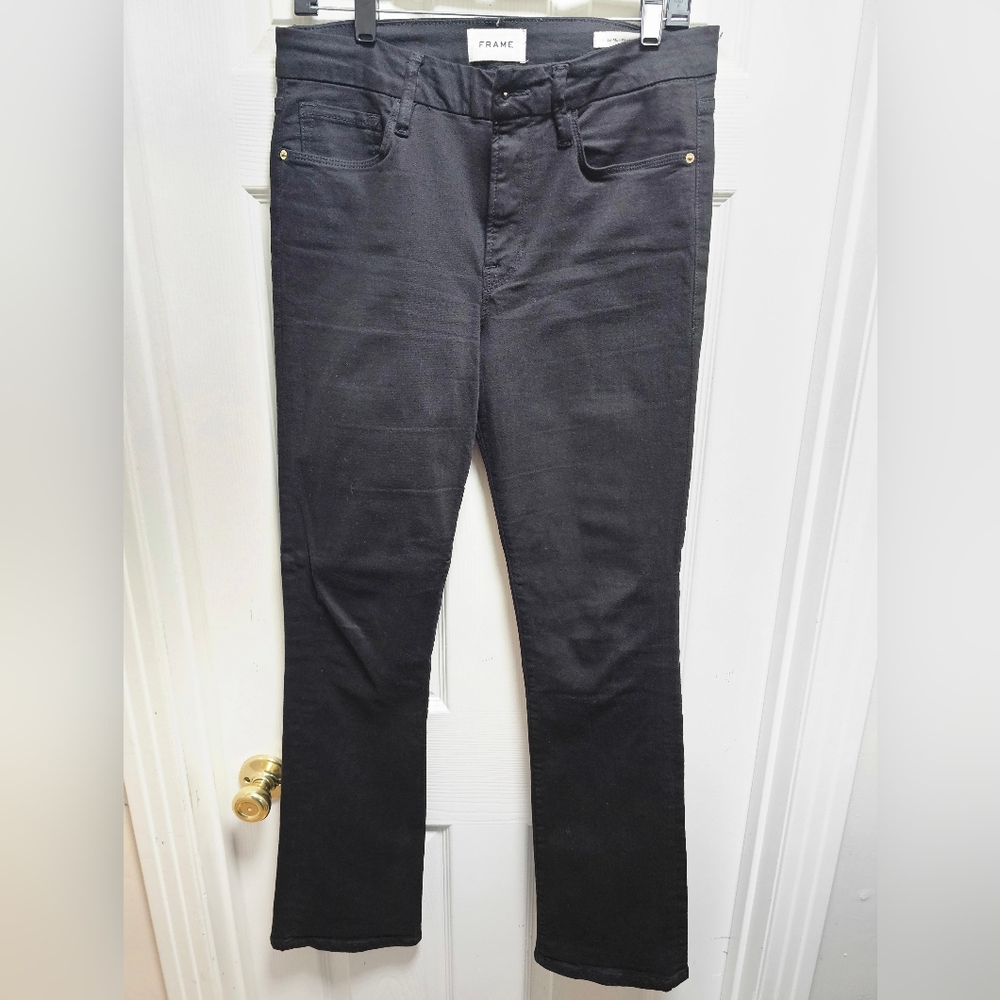 FRAME Le Mini Boot Jeans Women Size 30 Black Mid Rise Stretch Denim Women's